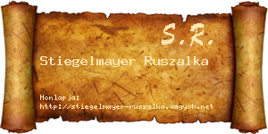 Stiegelmayer Ruszalka névjegykártya